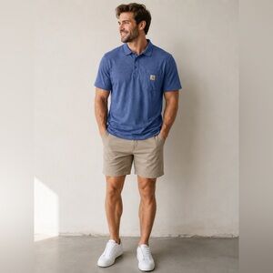 Carhartt Polo Shirt Mens 4XL Blue Heather Pocket Logo Original Fit